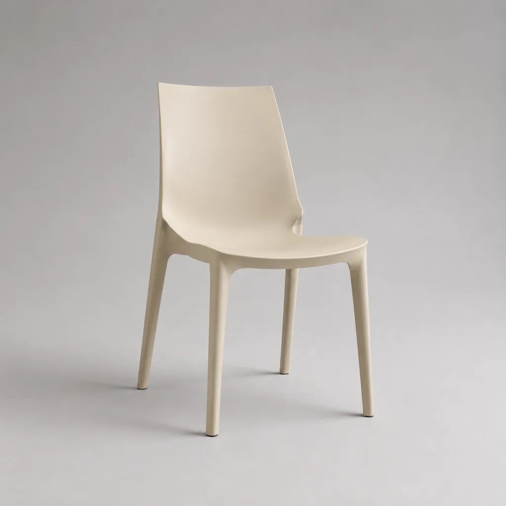 Sedia da pranzo impilabile in polipropilene beige, 46 × 52 × 82 cm