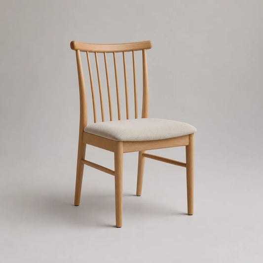 Sedia da pranzo in legno con seduta imbottita beige, 48 x 53 x 86 cm