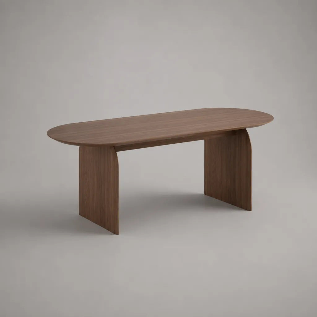 Tavolo da pranzo rettangolare in MDF impiallacciato noce, marrone noce, 160 × 80 × 75 cm